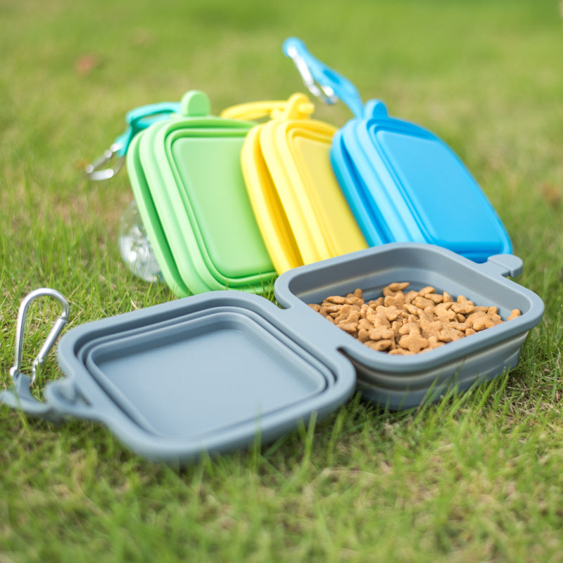 Foldable Bowl Dish For Dogs Cat Outdoor Collapsible Silicone Food Water Feeding