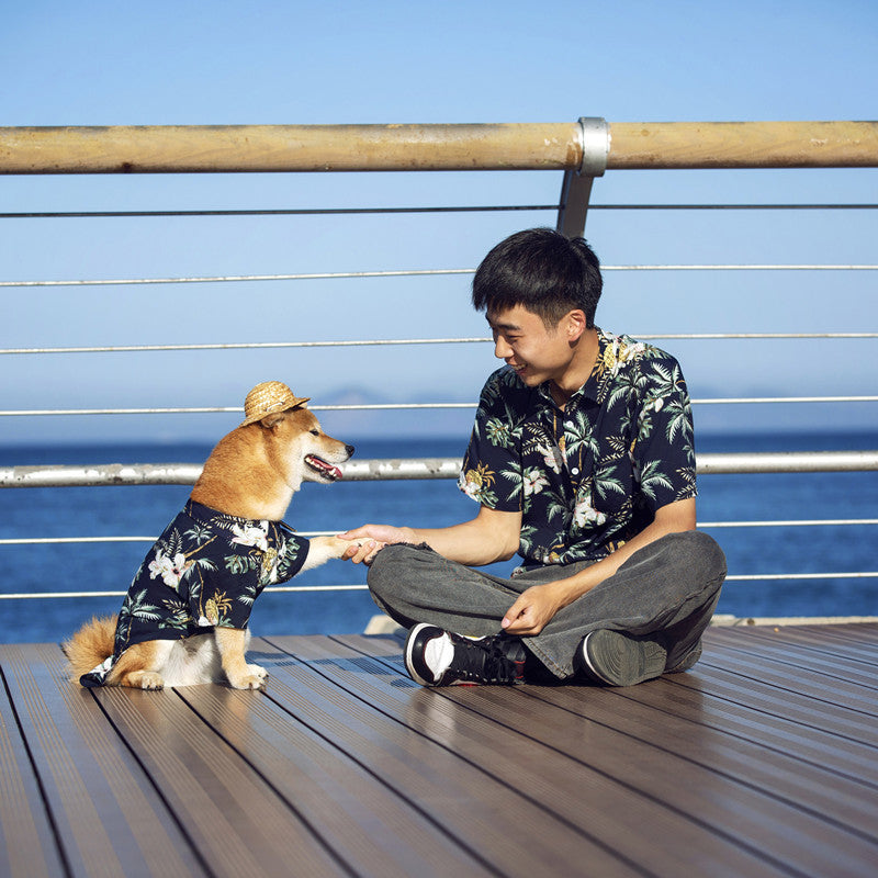 Pet Clothes Beach Casual Shirt Man Dog Parent-child Outfit